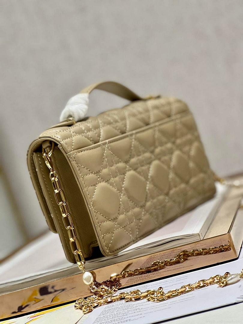 Dior S0980 Mini Miss Dior Bag Latte Cannage Lambskin Apricot