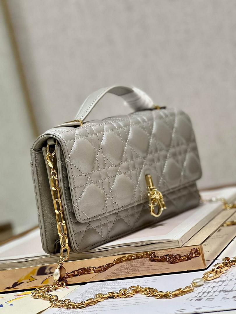 Dior S0980 Mini Miss Dior Bag Latte Cannage Lambskin Gray