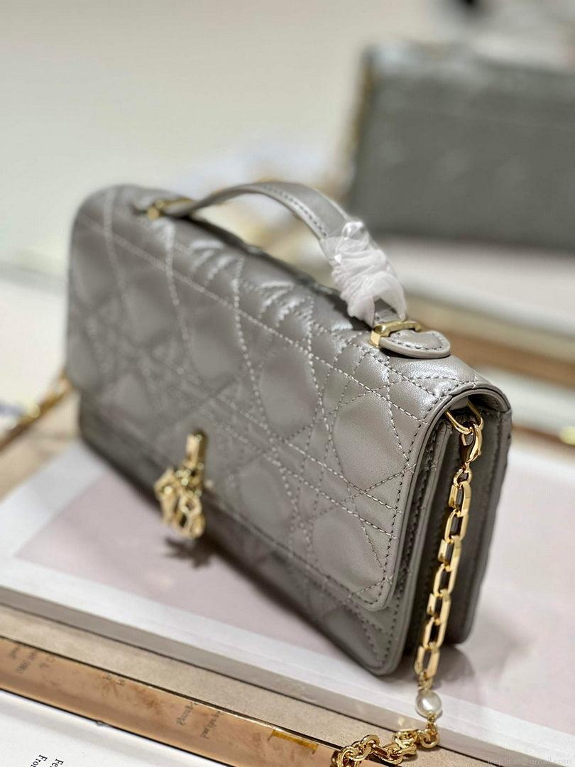 Dior S0980 Mini Miss Dior Bag Latte Cannage Lambskin Gray