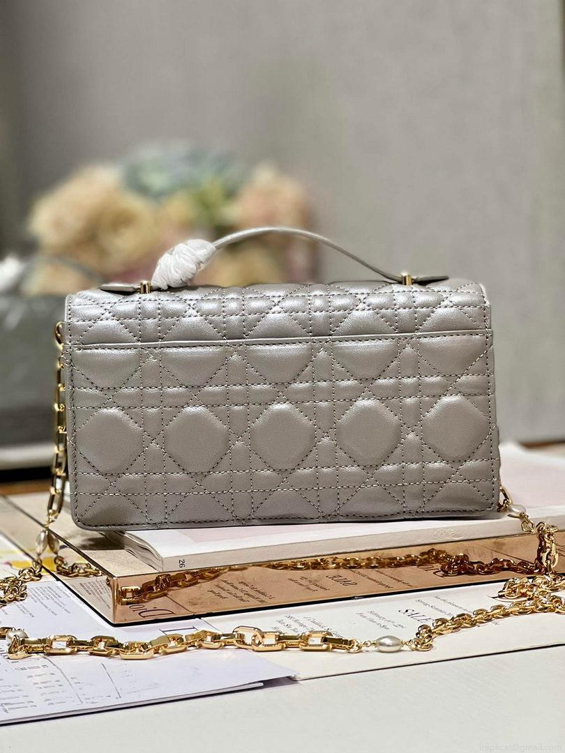 Dior S0980 Mini Miss Dior Bag Latte Cannage Lambskin Gray