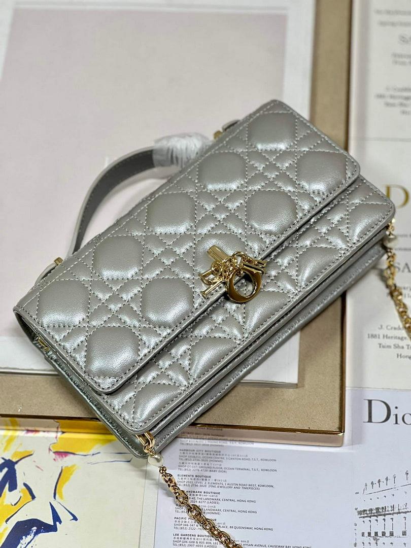 Dior S0980 Mini Miss Dior Bag Latte Cannage Lambskin Gray