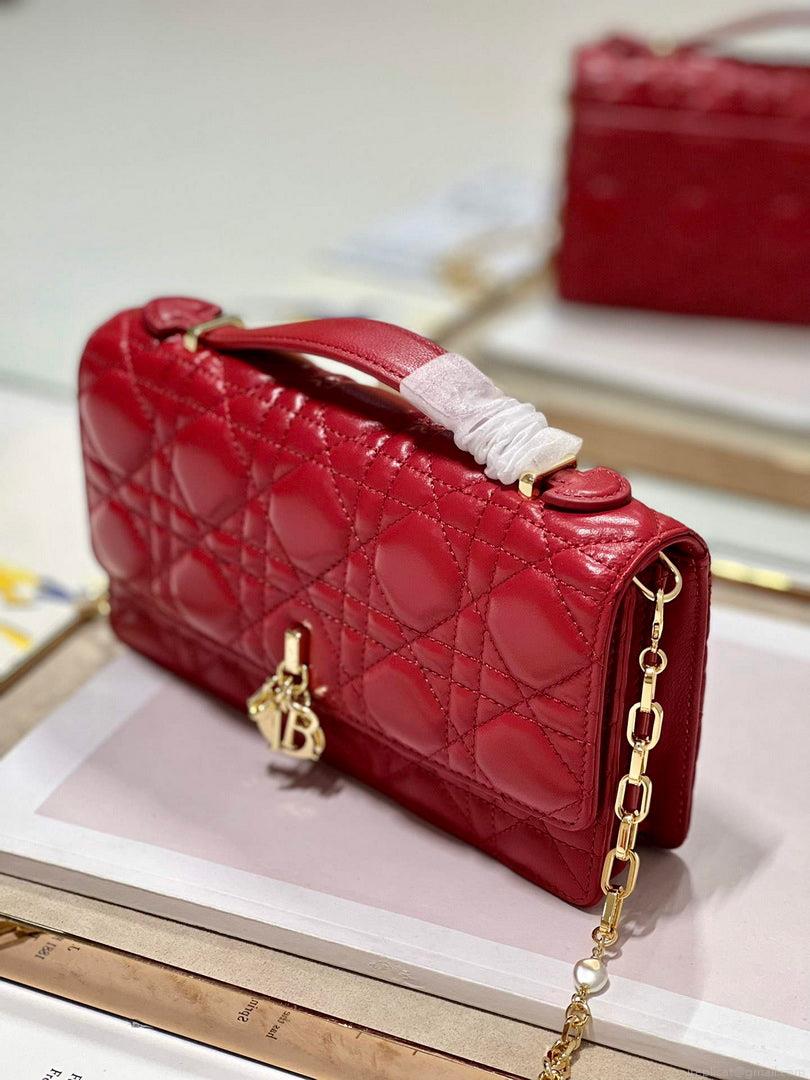 Dior S0980 Mini Miss Dior Bag Latte Cannage Lambskin Red