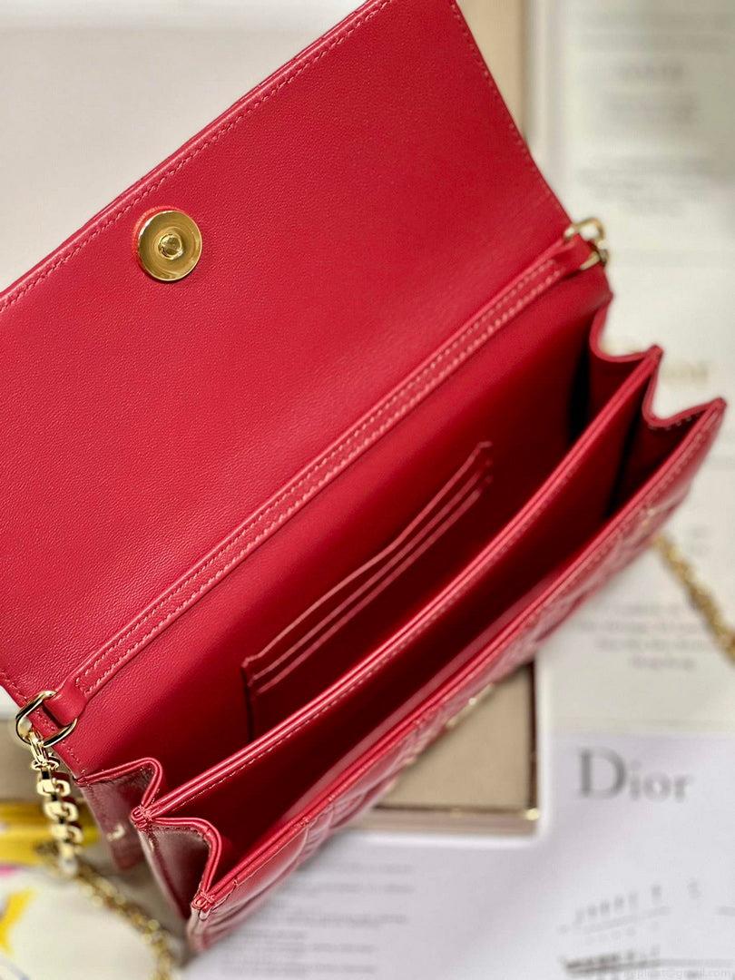 Dior S0980 Mini Miss Dior Bag Latte Cannage Lambskin Red