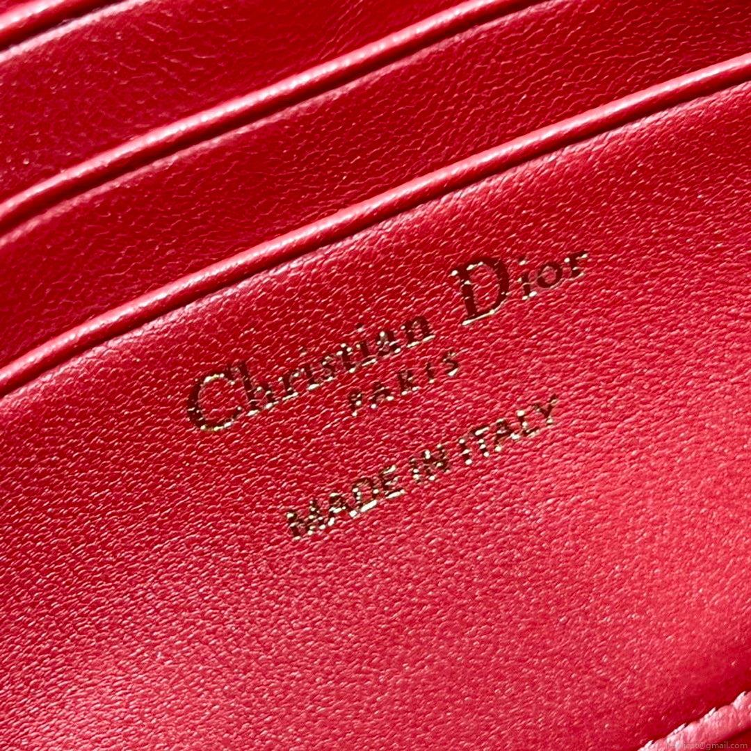 Dior S0980 Mini Miss Dior Bag Latte Cannage Lambskin Red
