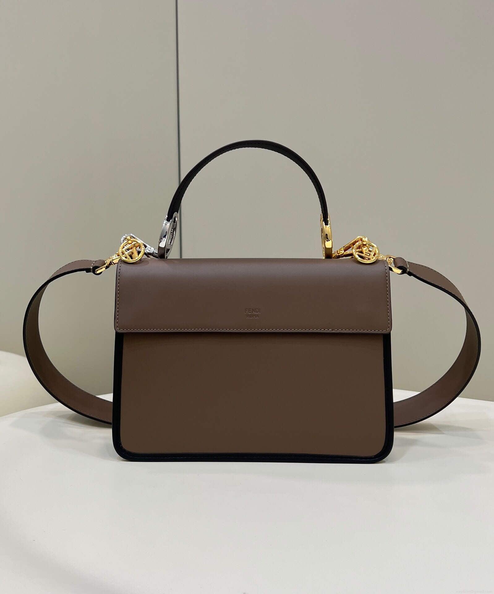 Fendi 8BT284 Kan I F Leather Bag Brown