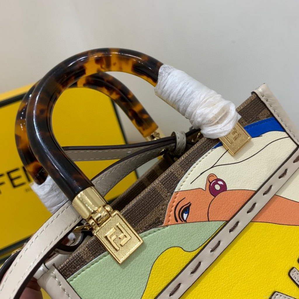 Fendi 8BS051 Mini Sunshine Brown FF printed fabric mini bag