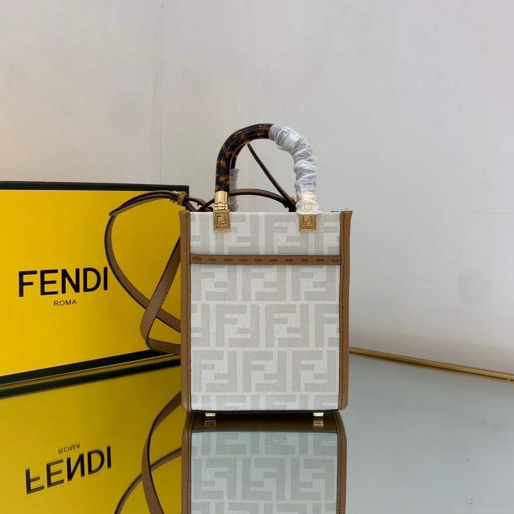 Fendi 8BS051 Mini Sunshine White FF printed fabric mini bag