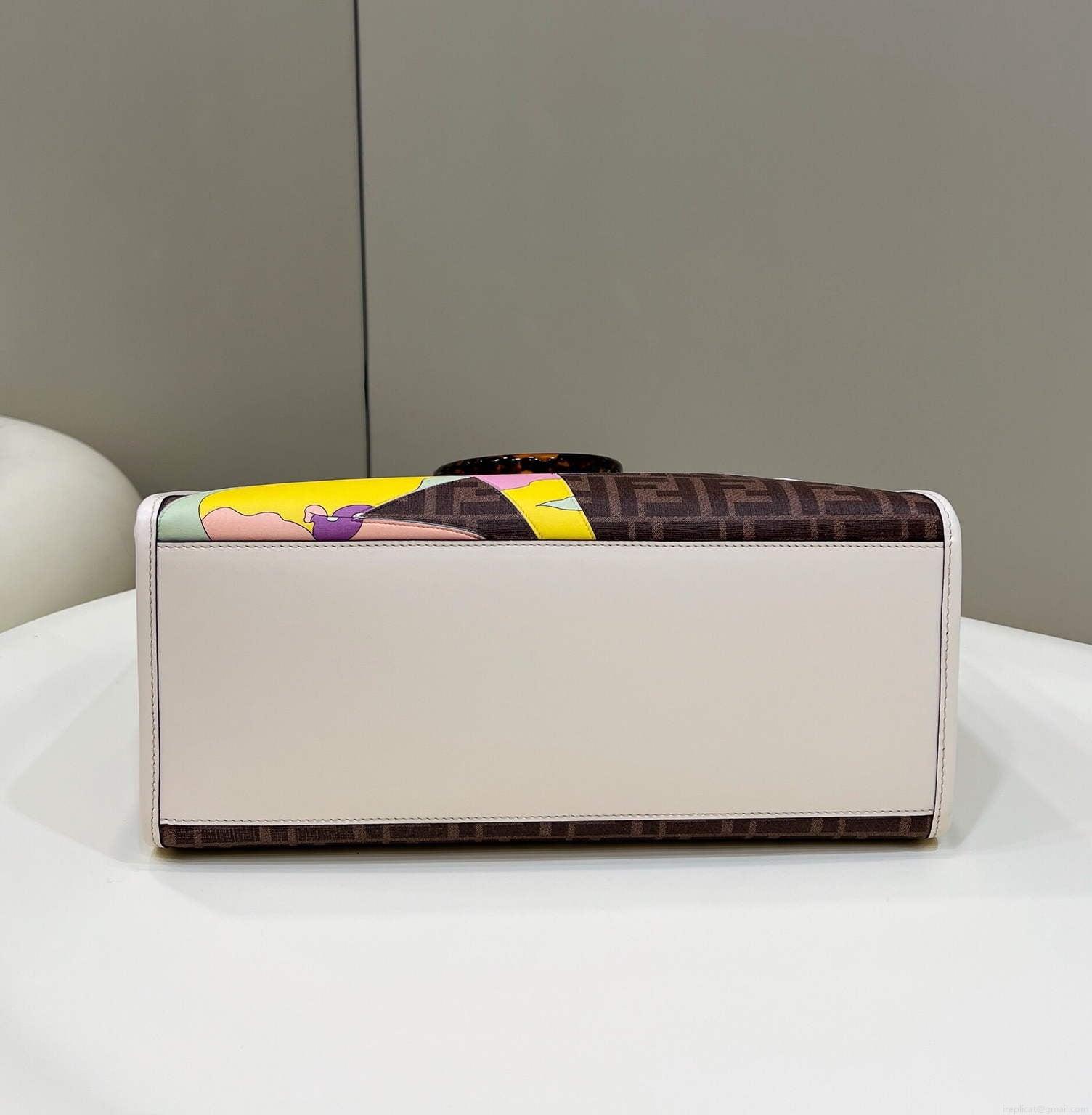 Fendi 8BH386 Sunshine Medium FF Glazed Fabric Shopper