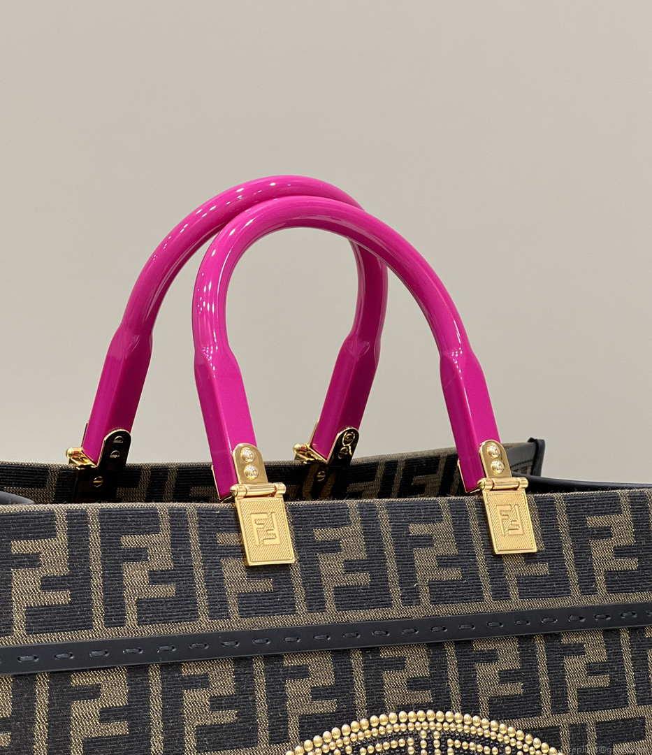 Fendi Sunshine Medium Tote Shoulder Bag 8BH386 Fendi X Versace Logo Green