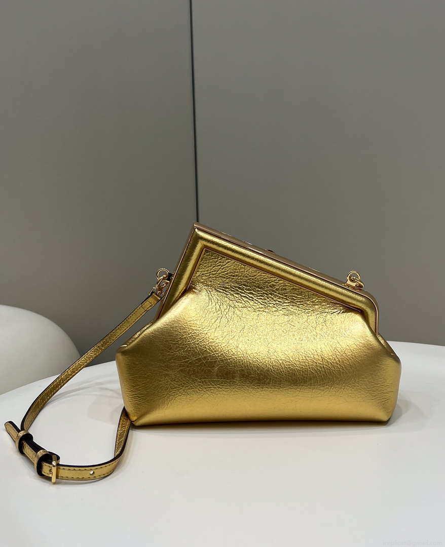 Fendi 8BP129 First Small Gold laminated leather bag 80018M