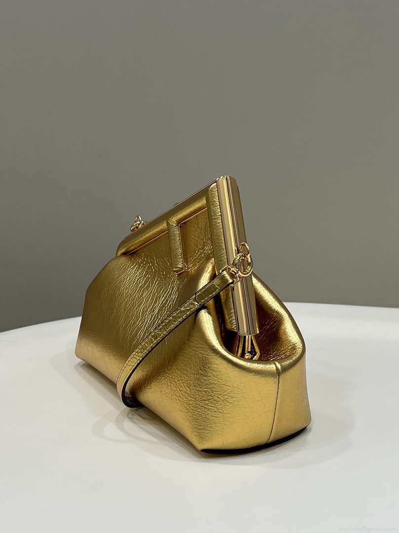 Fendi 8BP129 First Small Gold laminated leather bag 80018M