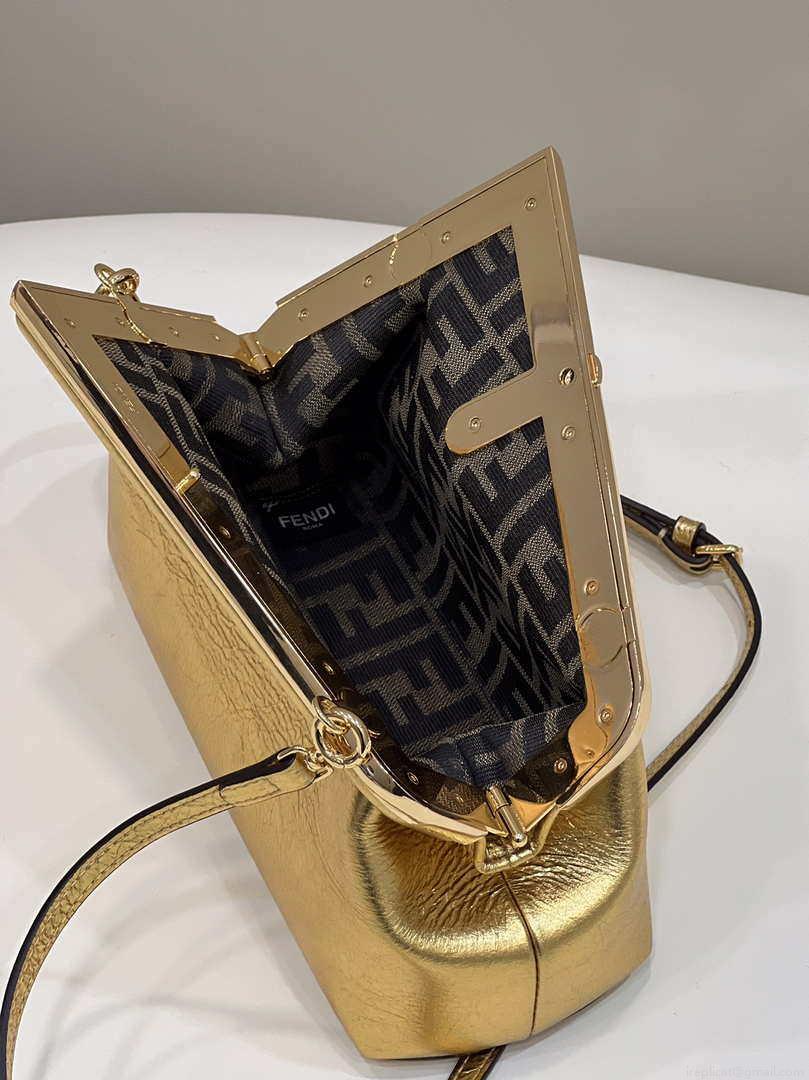 Fendi 8BP129 First Small Gold laminated leather bag 80018M
