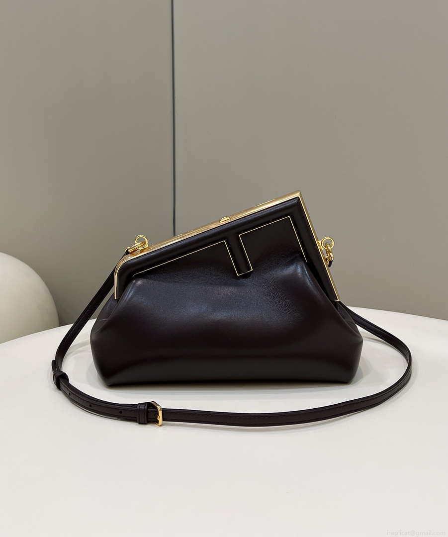 Fendi 8BP129 First Small Fuchsia leather bag 80018M Dark Brown