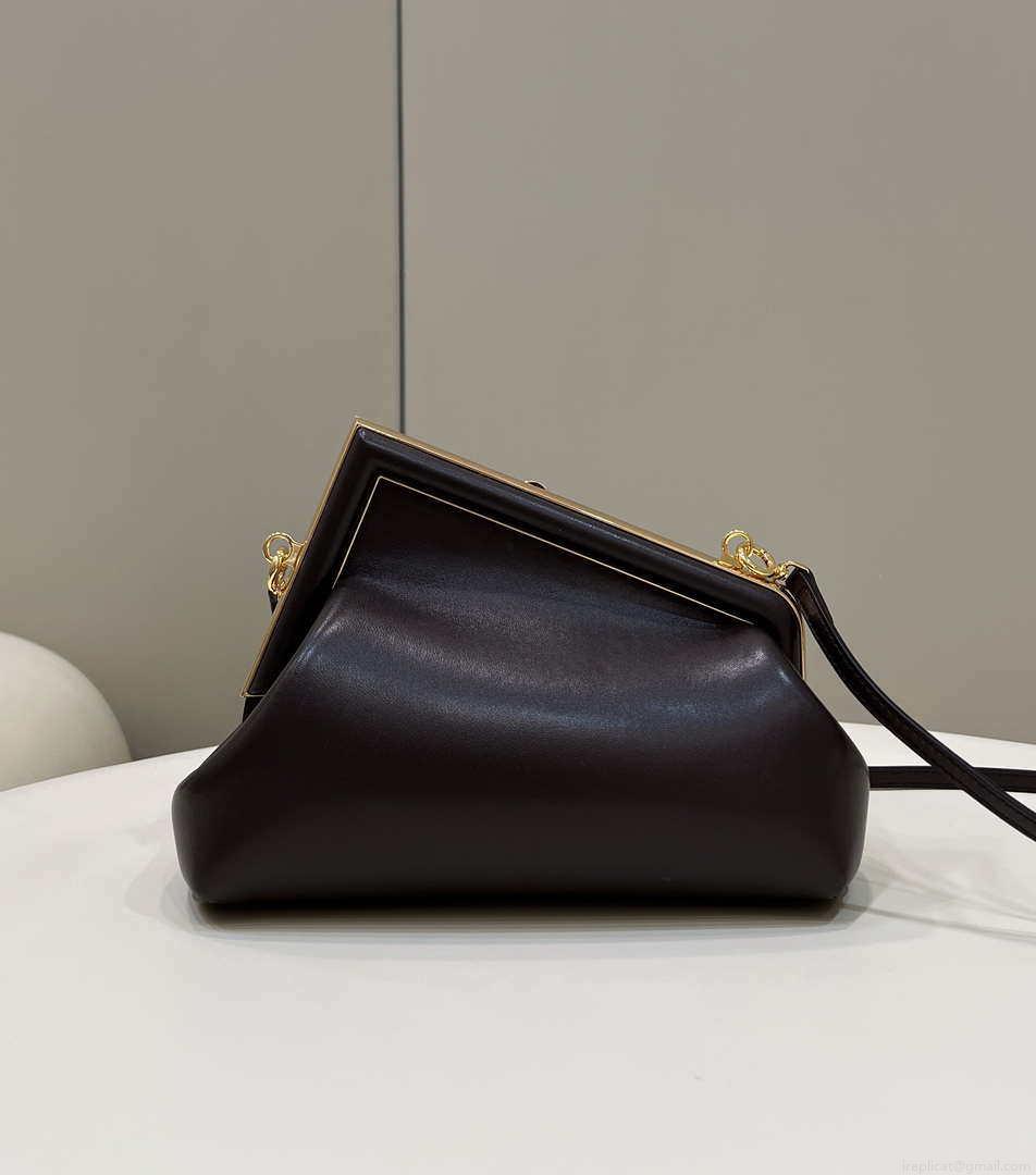Fendi 8BP129 First Small Fuchsia leather bag 80018M Dark Brown
