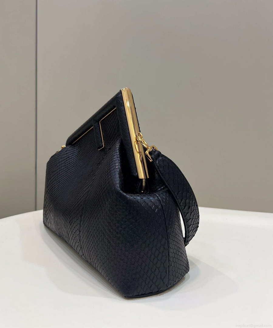 Fendi 8BP129 First Small Python leather bag 80018M Black