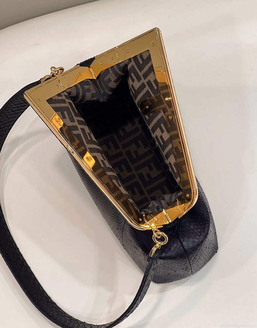 Fendi 8BP129 First Small Python leather bag 80018M Black