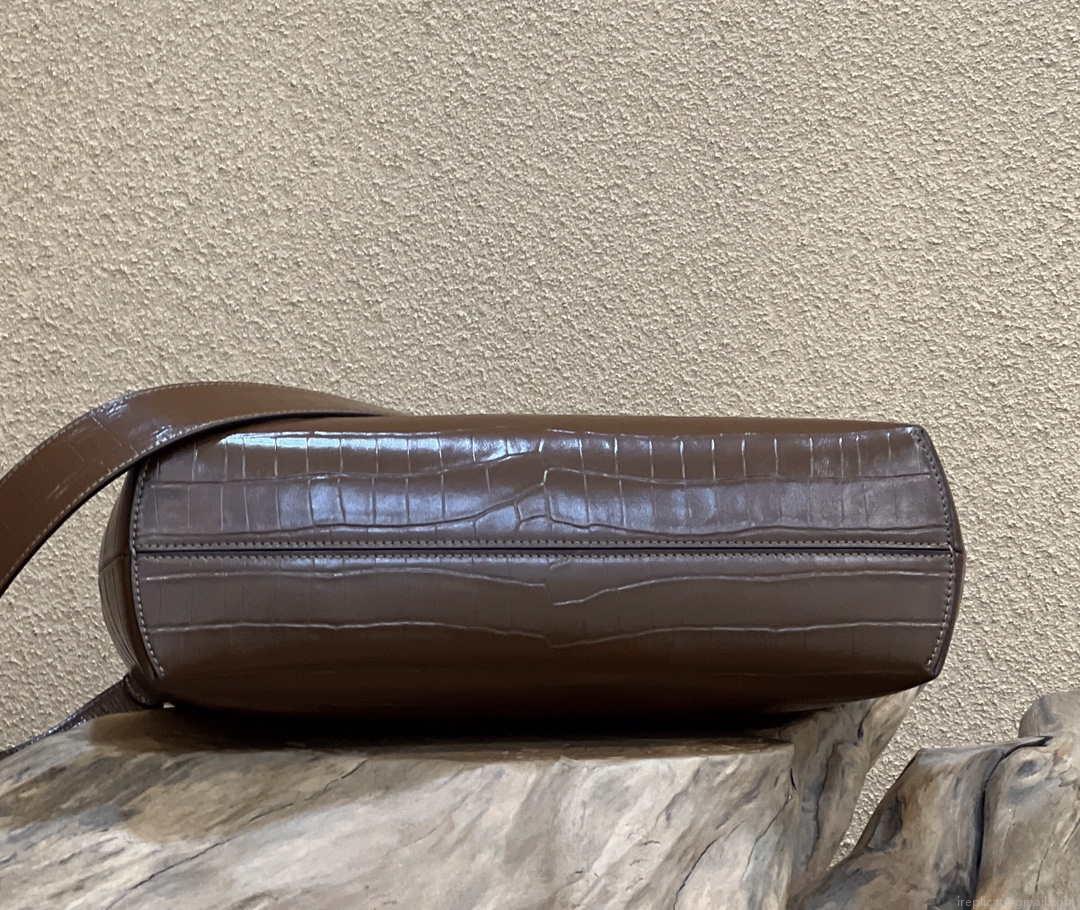 Fendi 8BP127 FENDI FIRST Medium Dark Brown Crocodile leather bag