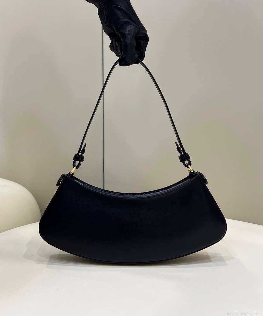 Fendi O’Lock Swing Camellia leather pouch 8BS068 Black