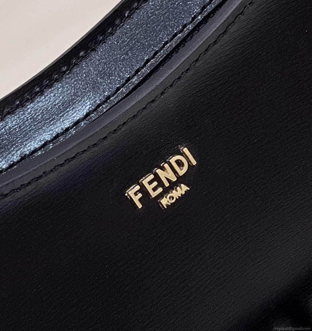 Fendi O’Lock Swing Camellia leather pouch 8BS068 Black