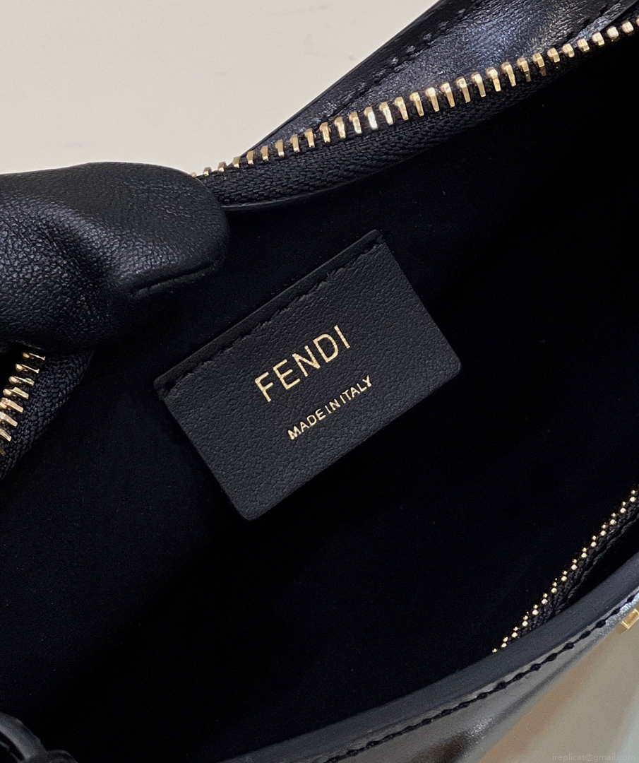 Fendi O’Lock Swing Camellia leather pouch 8BS068 Black