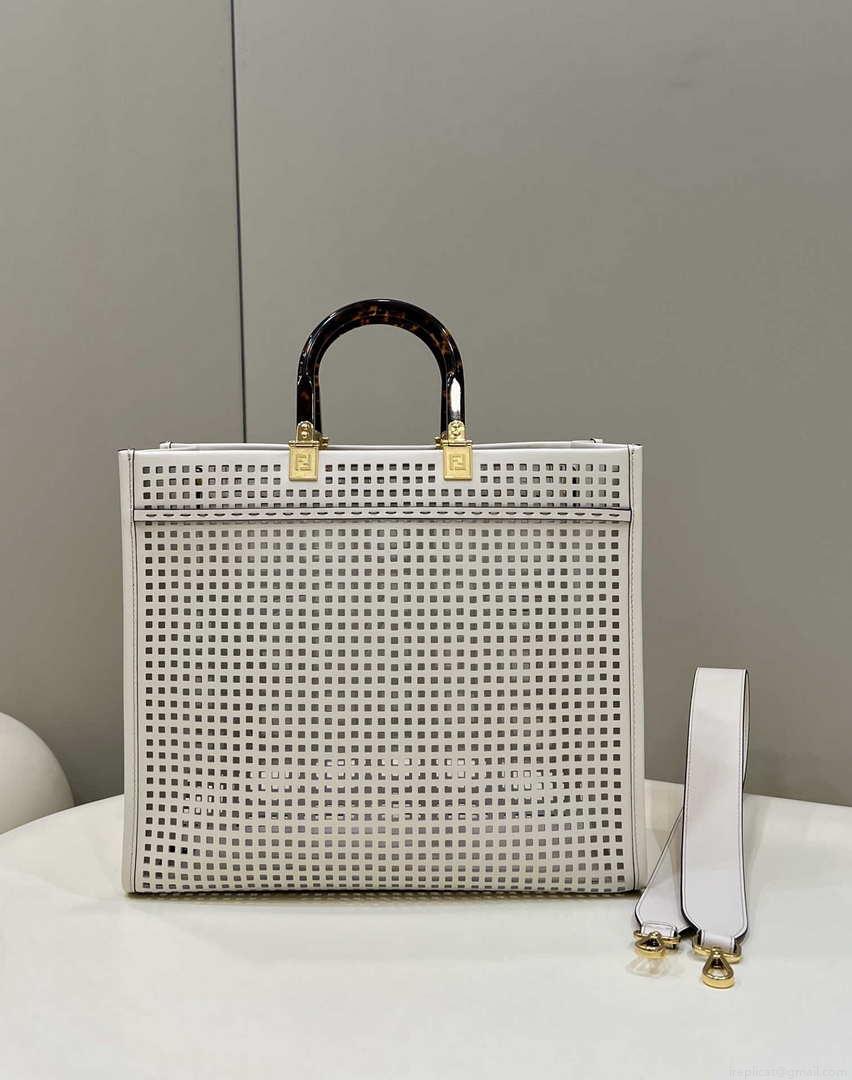 Fendi 8BH386 Sunshine Medium 8575 Two-toned perforated leather shopper