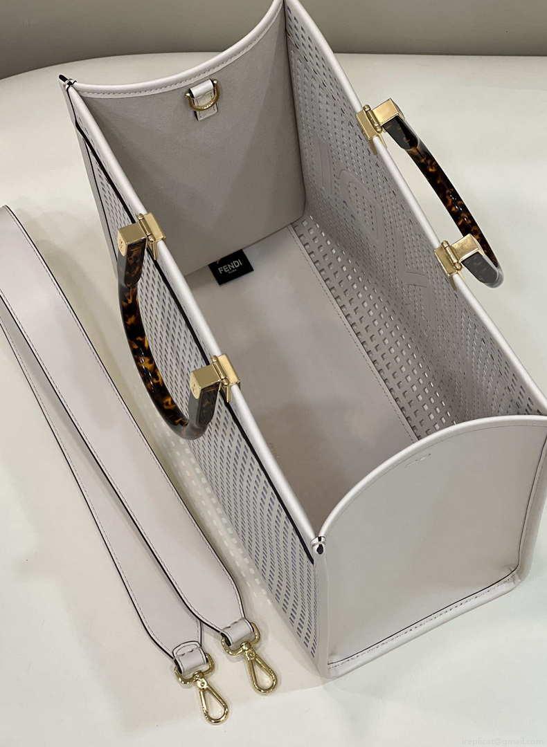 Fendi 8BH386 Sunshine Medium 8575 Two-toned perforated leather shopper