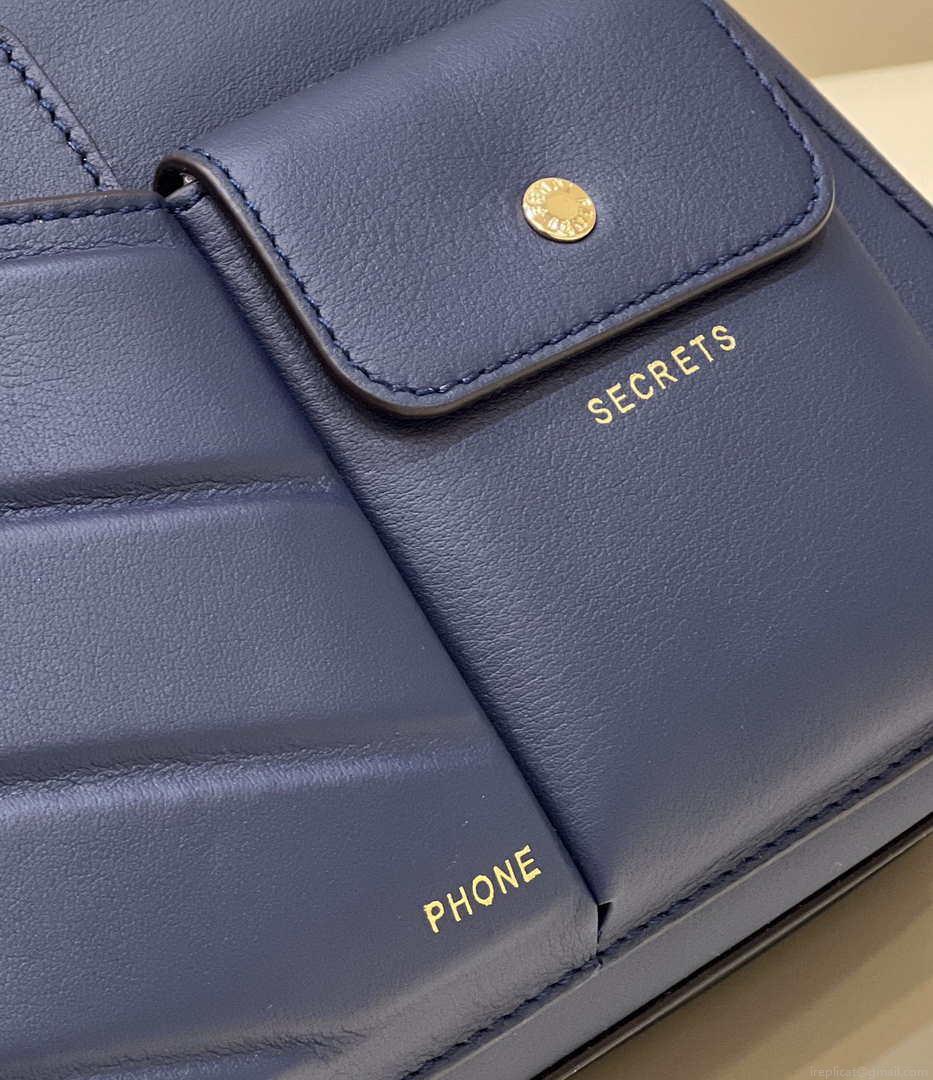 Fendi 8BN335 Peekaboo ISeeU Small Navy blue leather bag 2113s