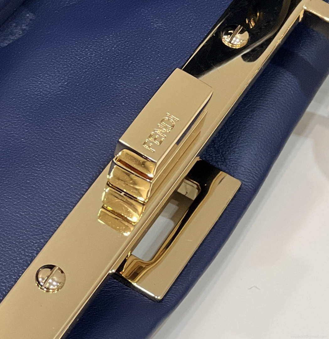 Fendi 8BN335 Peekaboo ISeeU Small Navy blue leather bag 2113s