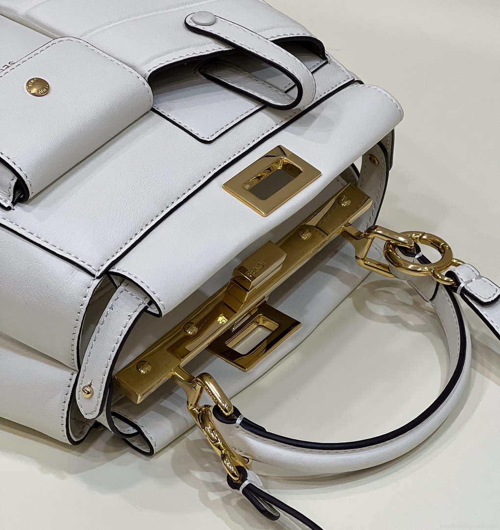 Fendi 8BN335 Peekaboo ISeeU Small White leather bag 2113s