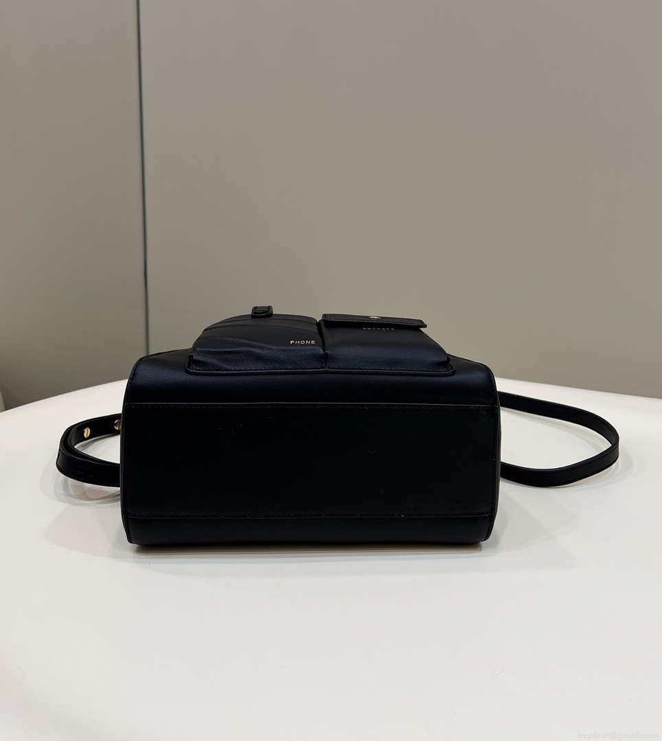 Fendi 8BN335 Peekaboo ISeeU Small Black leather bag 2113s