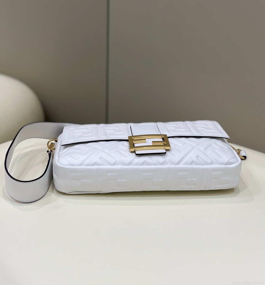 Fendi 8BR771 Baguette Large White leather bag