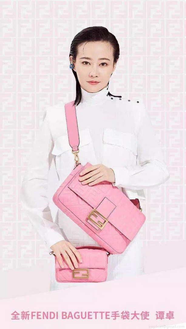 Fendi 8BR771 Baguette Rose Red leather bag
