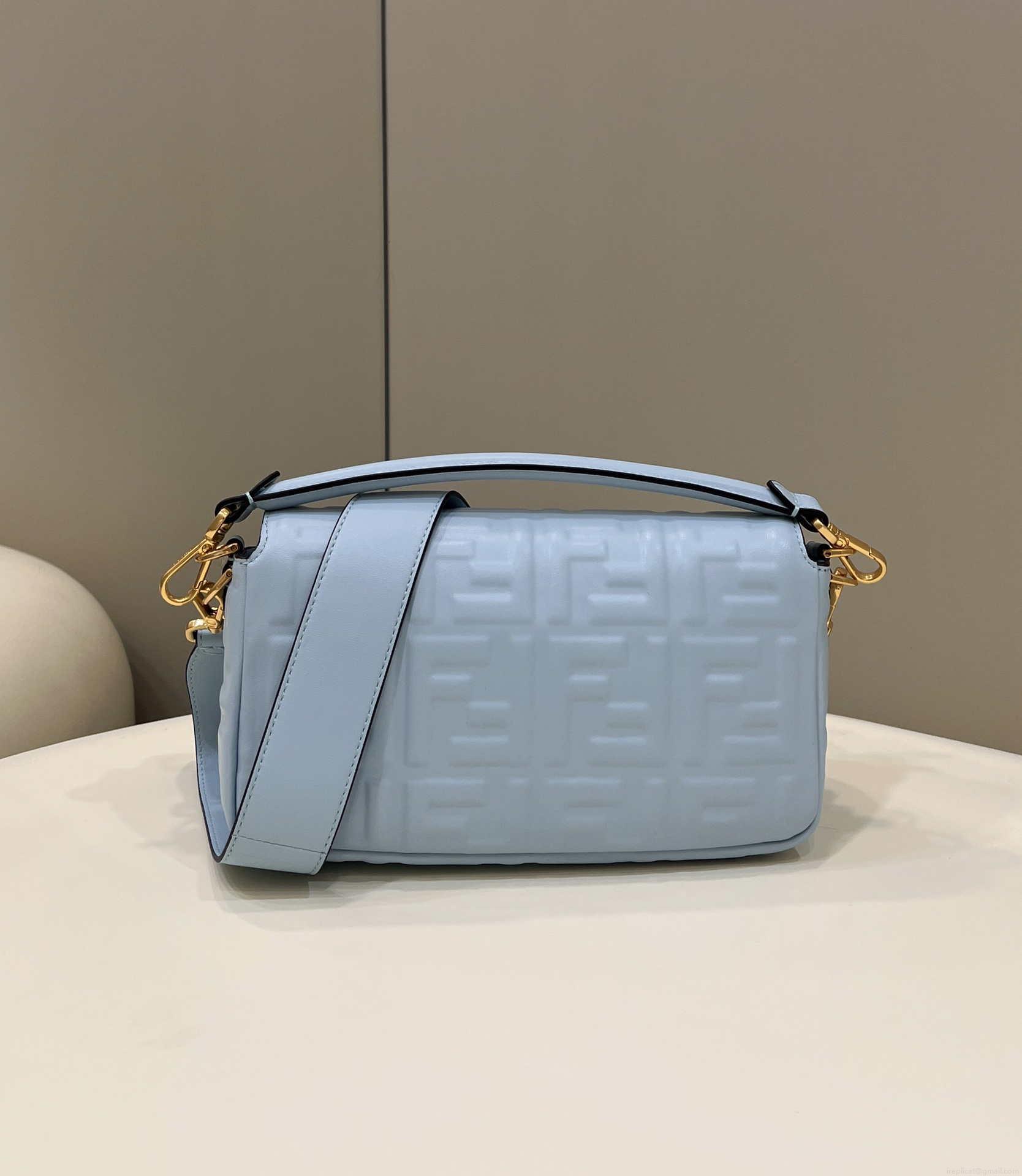 Fendi 8BR600 Baguette Medium Blue leather 0135M bag