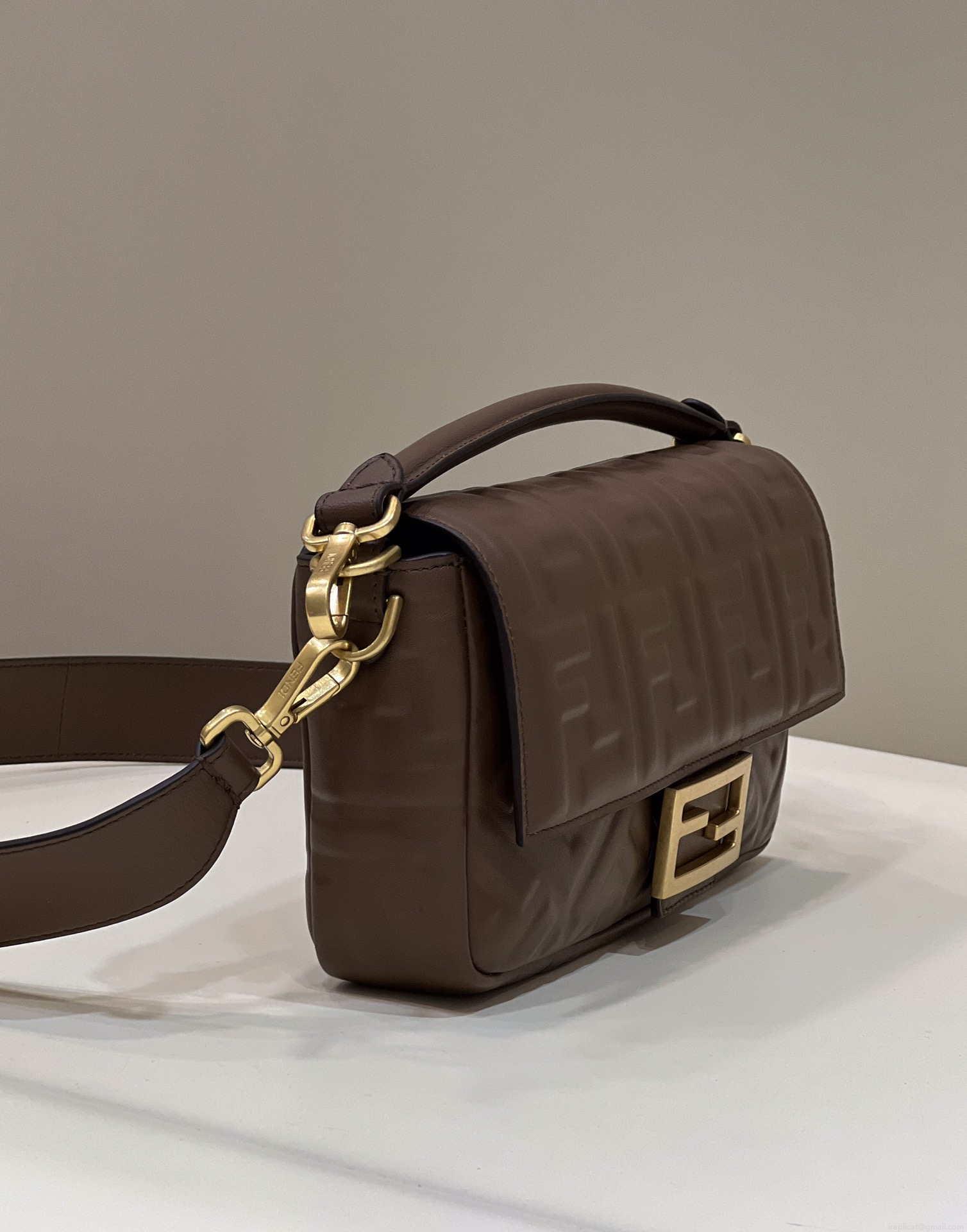 Fendi 8BR600 Baguette Medium Dark Brown leather 0135M bag
