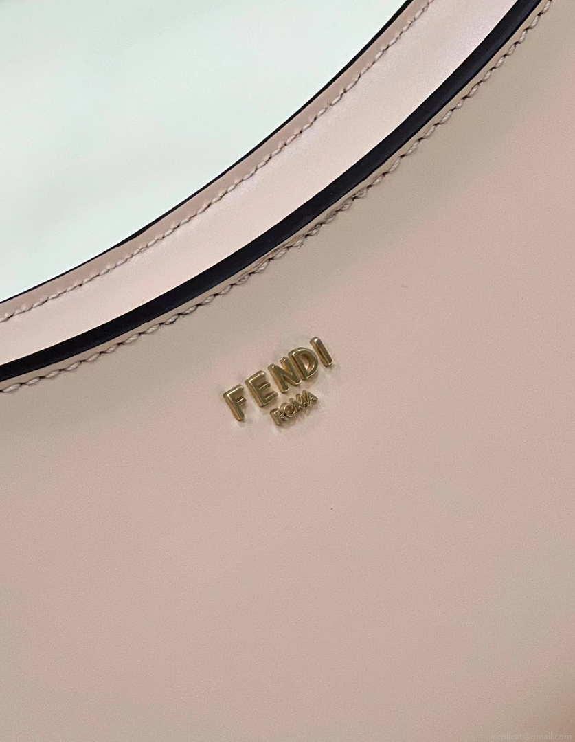 Fendi 8BS068ALS9F1IVT O’Lock Swing Pale pink leather and fox fur pouch 8573