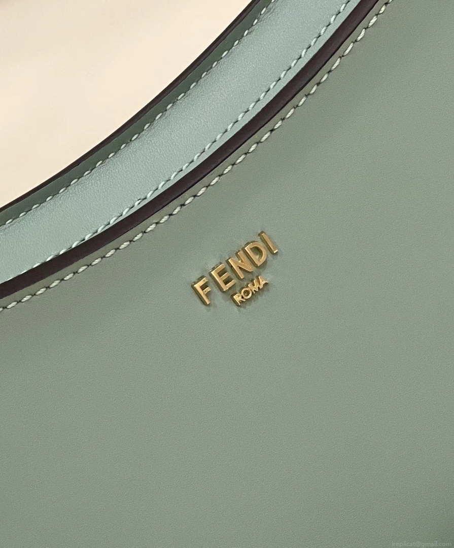 Fendi 8BS068ALS9F1IVT O’Lock Swing Green leather and fox fur pouch 8573