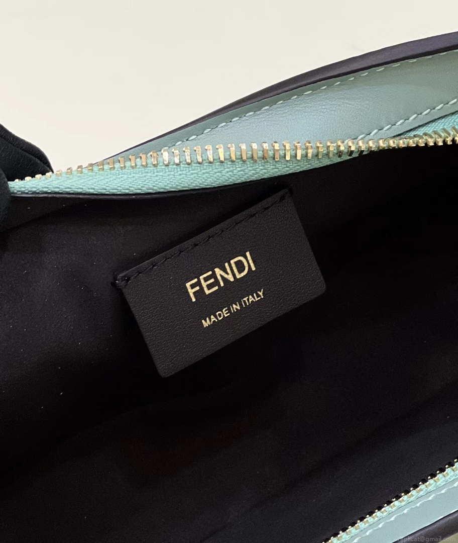 Fendi 8BS068ALS9F1IVT O’Lock Swing Green leather and fox fur pouch 8573