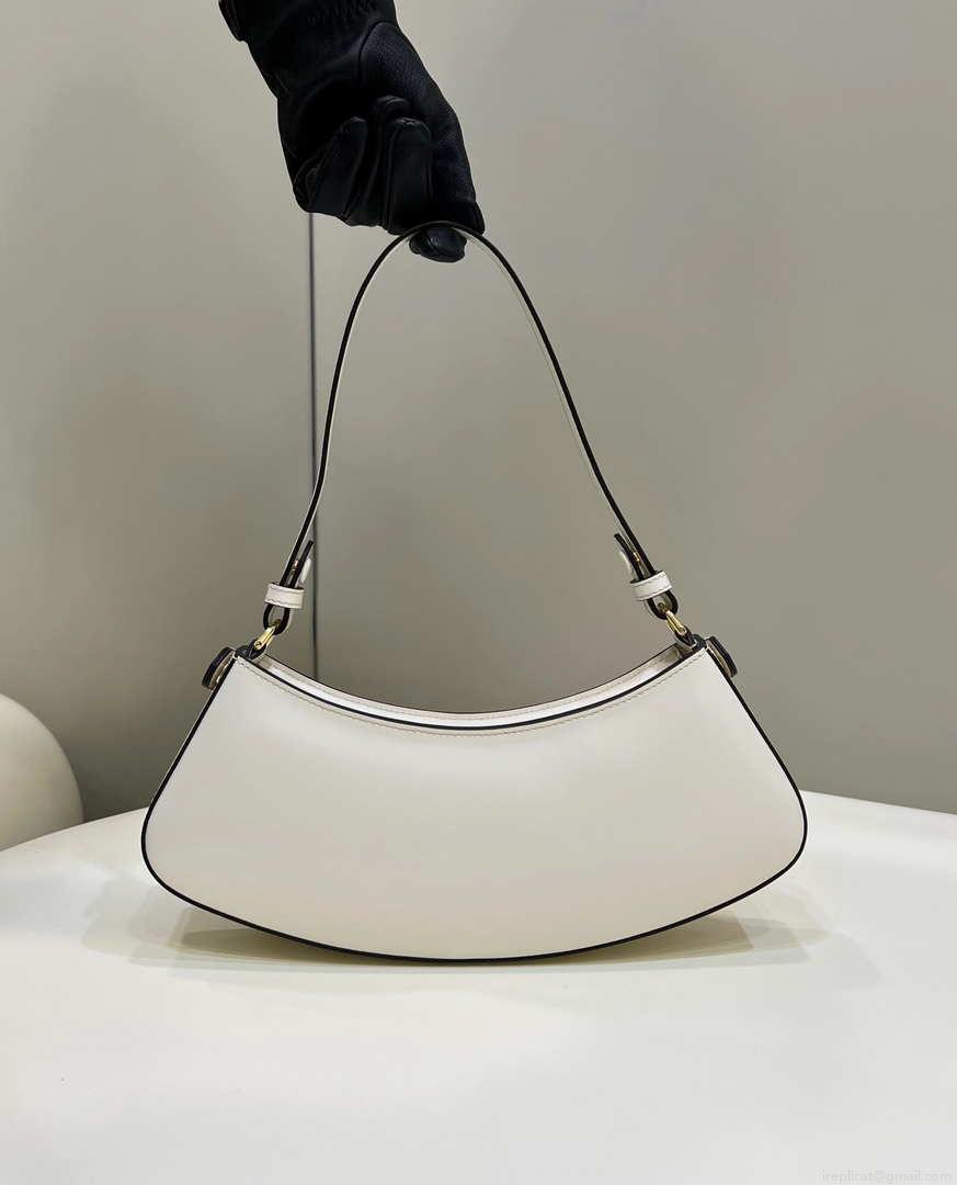 Fendi O’Lock Swing Camellia leather pouch 8BS068AHM0F1DMY 8573 White