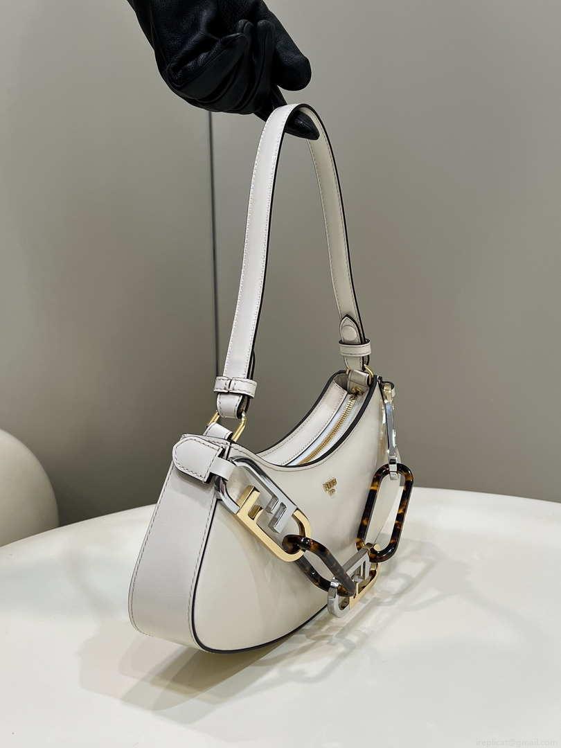 Fendi O’Lock Swing Camellia leather pouch 8BS068AHM0F1DMY 8573 White