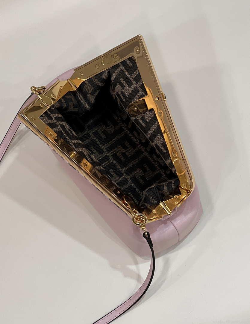 Fendi 8BP129 First Small Fuchsia leather and python leather bag 80043M Pink