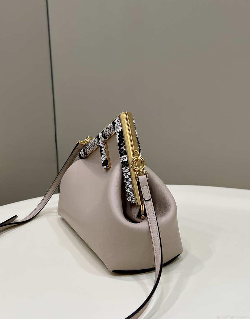 Fendi 8BP129 First Small Fuchsia leather and python leather bag 80043M Light Pink