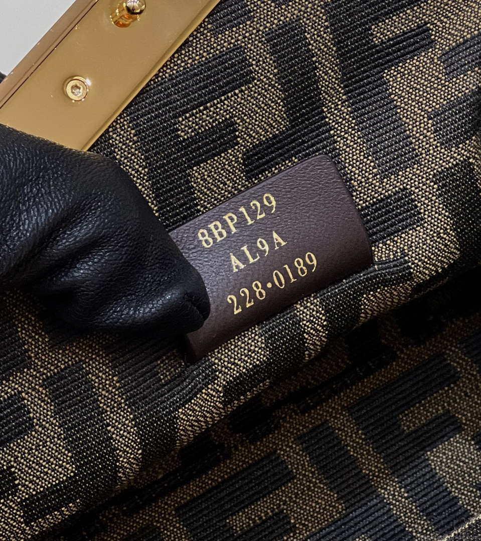 Fendi 8BP129 Fendi First Small Beige raffia macrame bag Apricot
