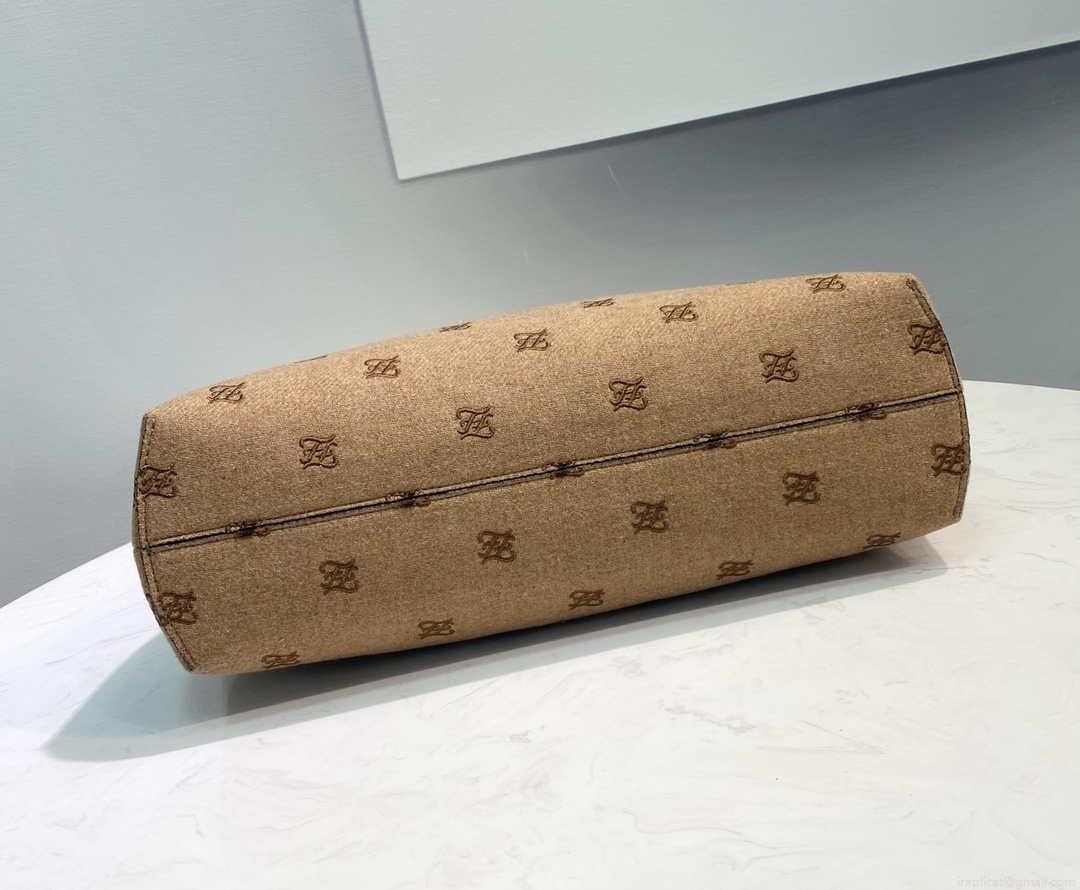 Fendi 8BP127 Fendi First Medium Beige flannel bag with embroidery