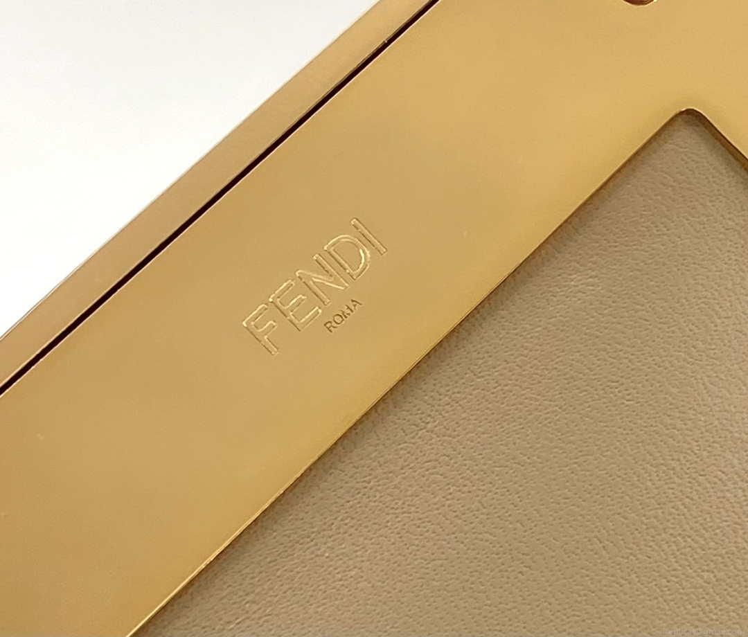 Fendi 8BP127 Fendi First Medium Beige flannel bag with embroidery
