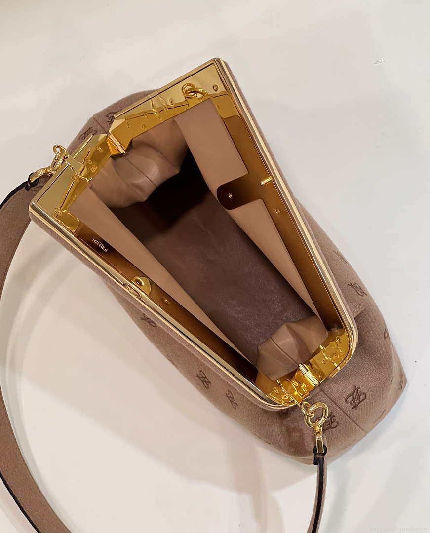 Fendi 8BP127 Fendi First Medium Light Pink flannel bag with embroidery