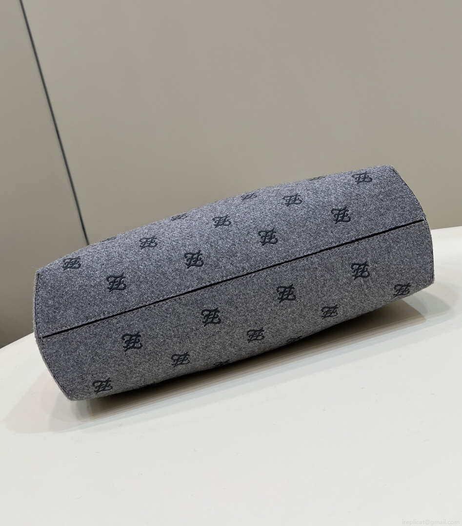 Fendi 8BP127 Fendi First Medium Gray flannel bag with embroidery