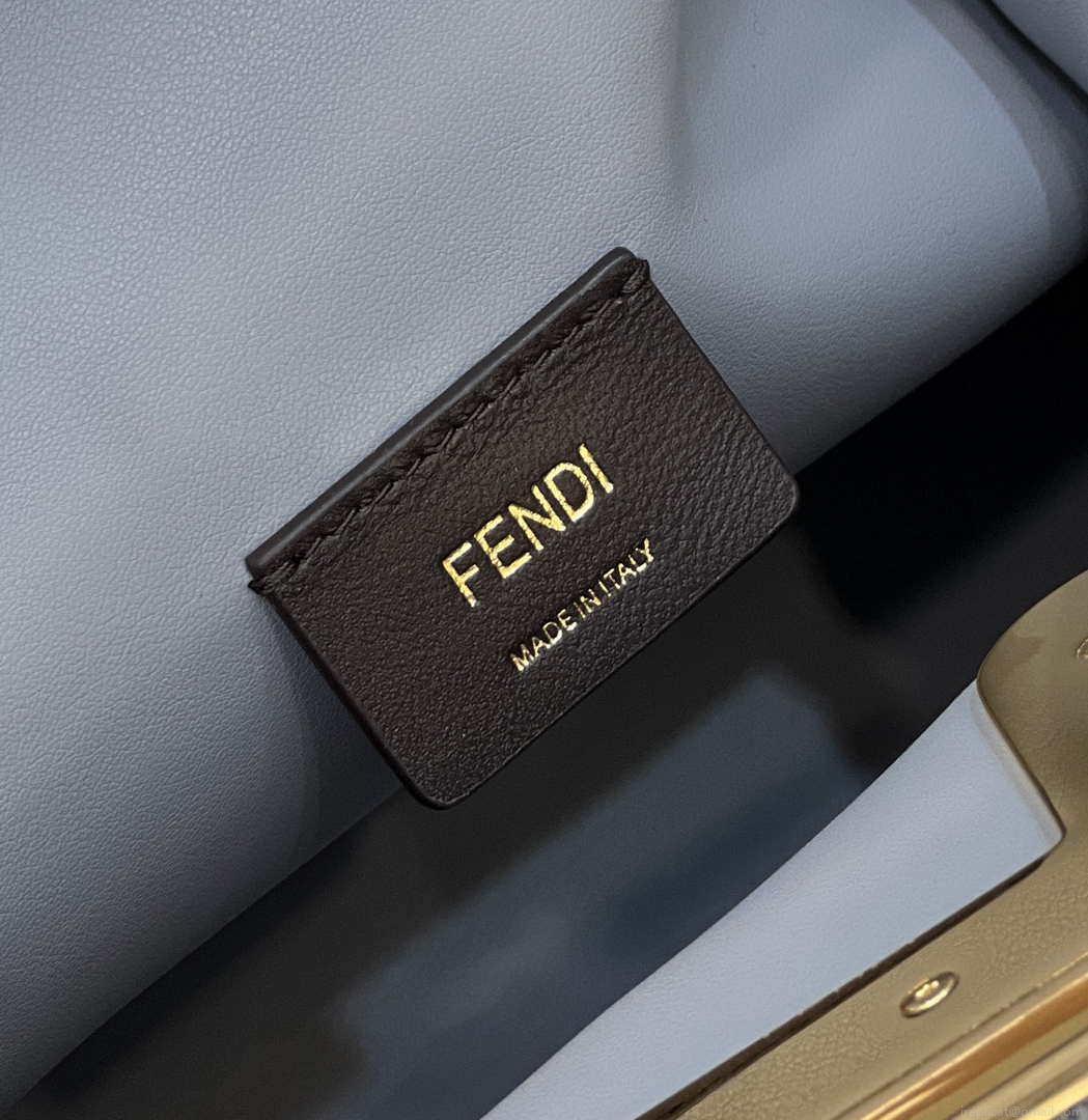 Fendi 8BP127 Fendi First Medium Gray flannel bag with embroidery