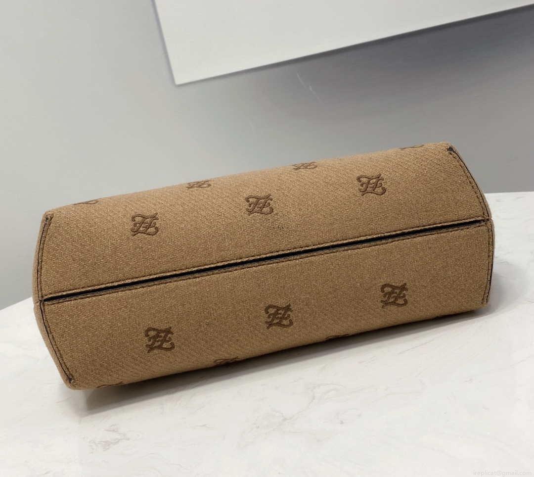 Fendi 8BP129 Fendi First Small Beige flannel bag with embroidery