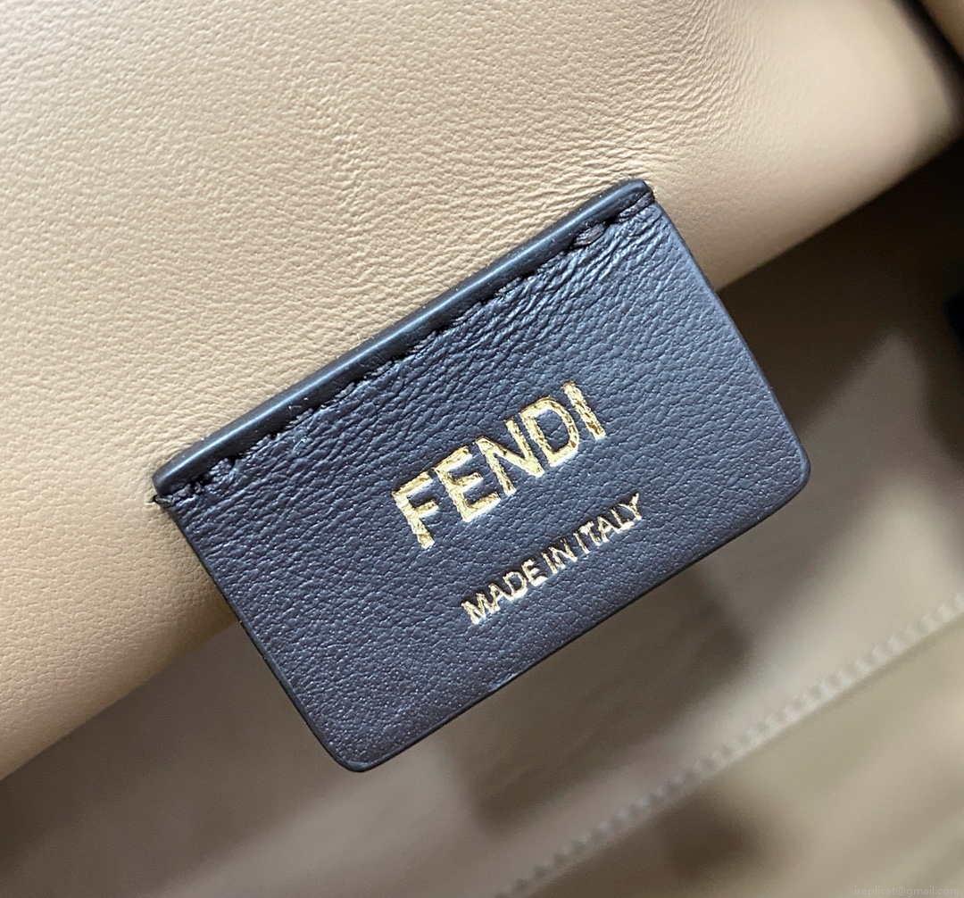 Fendi 8BP129 Fendi First Small Beige flannel bag with embroidery