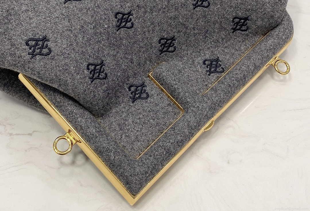 Fendi 8BP129 Fendi First Small Ligth Gray flannel bag with embroidery